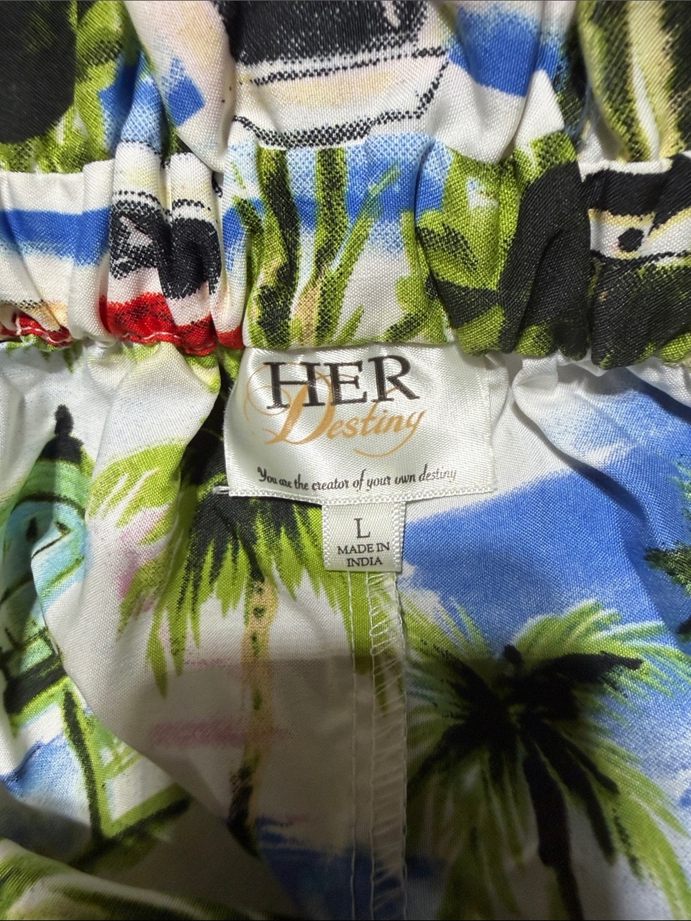 Vintage Her Destiny Tropical Beach Print Paperbag Waist Midi Skirt Size Large - Picture 6 of 7
